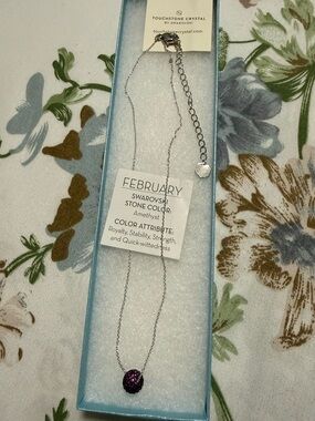 Touchstone Crystal by Swarovski February Amethyst Necklace - Silver Chain